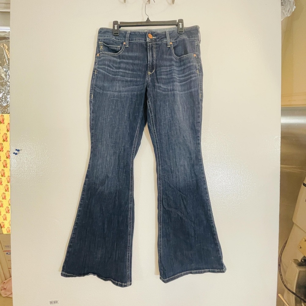 Ariat Jeans Womens 33 Blue Paulina Florida‎ Mid Rise Flare Stretch Denim